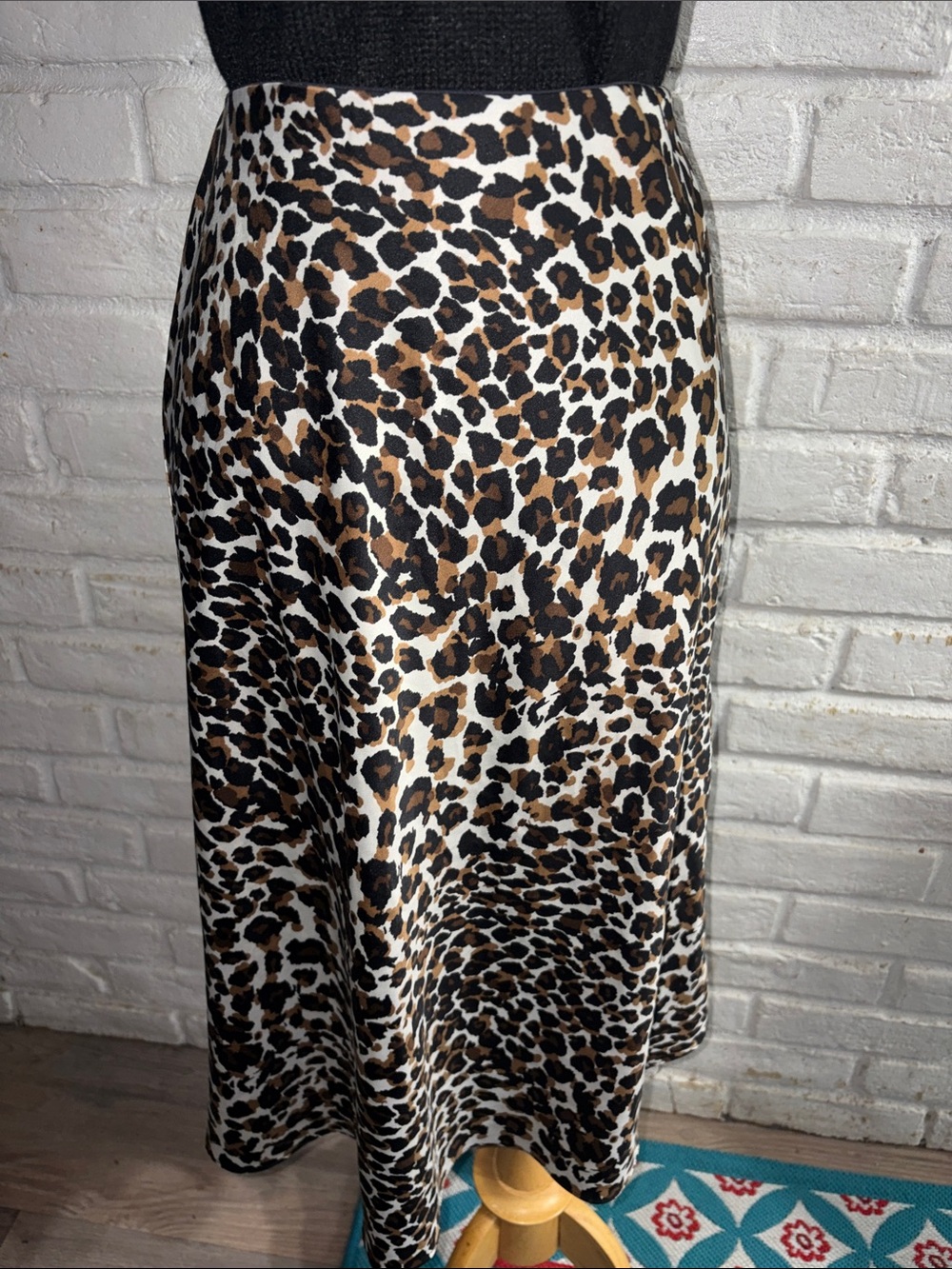 Express Leopard Print Midi Skirt - Brown/Black/White Size XS